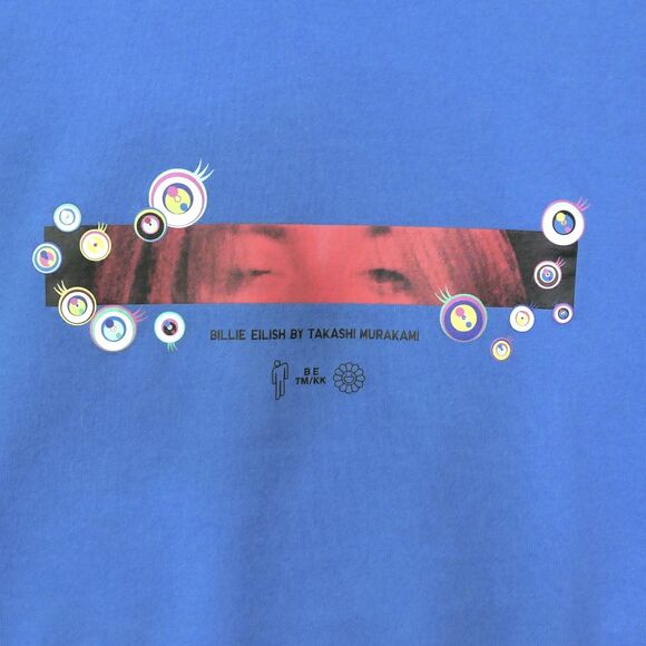 Billie Eilish X Takashi Murakami Uniqlo T Shirt Blue Size M Band Tee Eyes - Picture 2 of 6